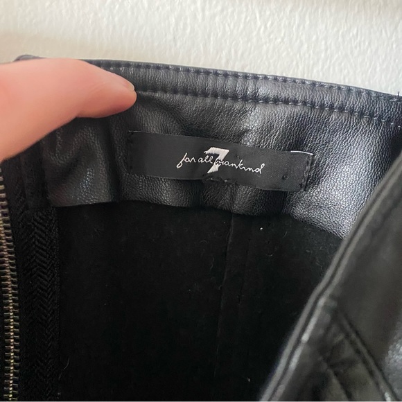 NEW 7 For All Mankind Faux Leather Puff Sleeve Crop Top in Black - Picture 13 of 13